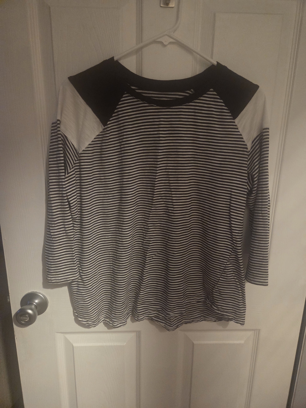 Striped Blue and White Raglan Women’s Top